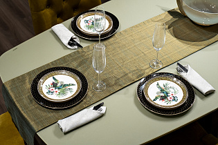 Текстильная дорожка для стола «Нефрит» зеленая 1 (превью)