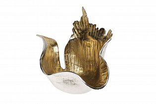 Чаша металлическая декоративная "Лист" золото/хром