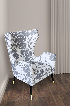 Кресло серо-белое с ушками