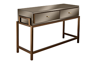 Консоль с 2мя ящиками зеркальная бронза/золото