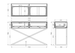 Консоль с 2мя ящиками и матовой зеркальной отделкой 8 (превью)