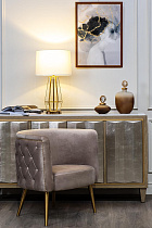 Лампа настольная прозрачное стекло/золото (белый абажур)