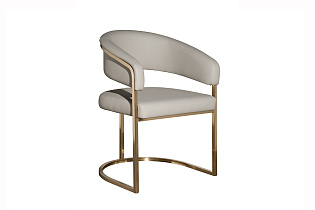 Стул из экокожи светло-серый/матовое золото