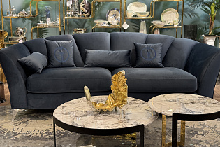 Диван Annette трехместный велюровый сапфир