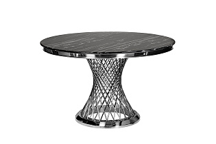 Стол обеденный Черный Аликанто (Nero Alicanto) искусственный мрамор/хром