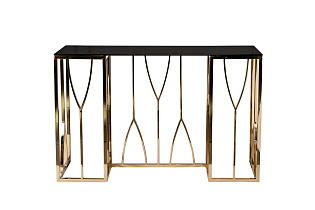 Консоль черное стекло/золото