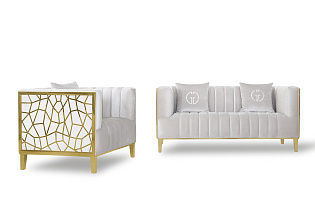 Диван Базель (Basel) двухместный велюровый серый