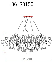 Люстра подвесная "Капли" круглая золото