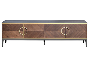 Тумба под телевизор с дверцами темный шпон