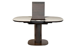 Стол обеденный раскладной с керамической столешницей и шпонированной вставкой