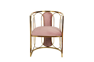 Стул велюровый розовый/золото