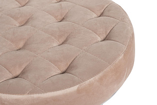 Пуф велюровый круглый розовый/хром