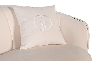 Диван двухместный велюровый бежевый с кантом