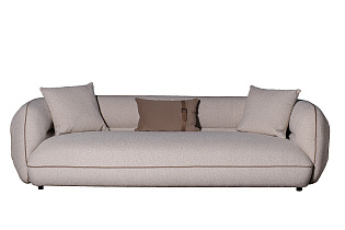 Диван Amelia трехместный букле светлый с бежевым кантом