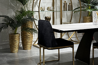 Стул обеденный велюровый черный/золото 6 (превью)