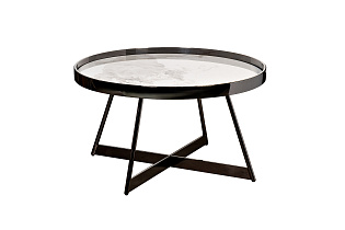 Стол журнальный белый керамогранит/черный хром 1 (превью)