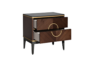 Тумбочка прикроватная с 2-мя ящиками темный шпон