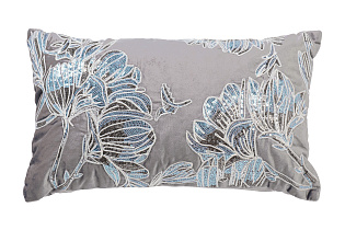 Подушка декоративная с пайетками "Арт Магнолия" серая