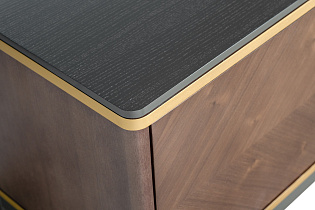 Тумба под телевизор с дверцами темный шпон