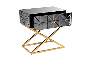 Тумбочка зеркальная с выдвижным ящиком 3 (превью)