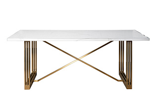 Стол обеденный прямоугольный белый/золото