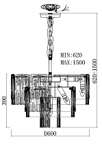 Люстра подвесная круглая из рифленого стекла 3 (превью)