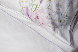 Комплект постельного белья "Фиори" сиренево-белый 145х210см с наволочками 50х70см