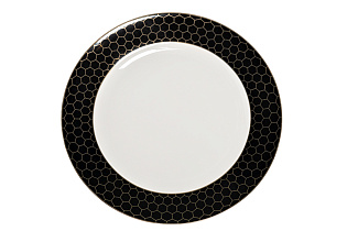 Тарелка обеденная "Пчёлки (Honeycomb)" черно-золотая деколь 26 см