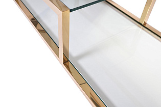 Стеллаж с прозрачным стеклом (золотой)