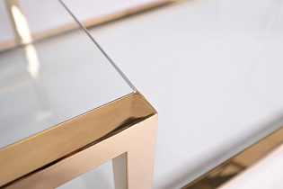 Стеллаж с прозрачным стеклом (золотой)