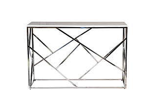 Консоль искусственный белый мрамор/хром