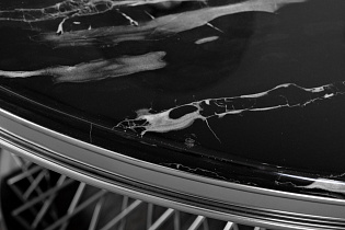 Стол обеденный Черный Аликанто (Nero Alicanto) искусственный мрамор/хром