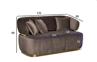 Диван Glarus двухместный велюровый коричневый