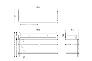 Консоль с 2мя ящиками зеркальная бронза/золото