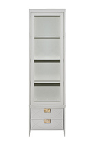 Шкаф-витрина со стеклянным фасадом с тумбочкой прикроватной с 2-мя ящиками бежевый