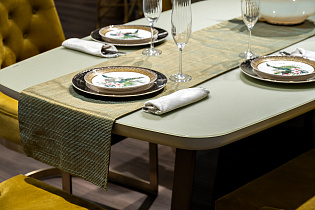 Текстильная дорожка для стола «Нефрит» зеленая 2 (превью)