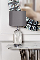 Лампа настольная из белого стекла (серый абажур)