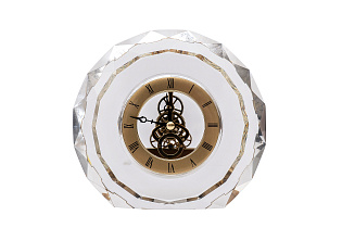 Часы настольные круглые золотые