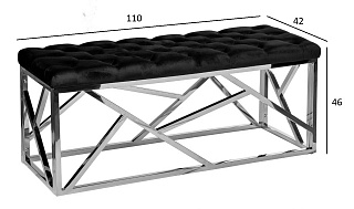 Банкетка велюровая черная/золото