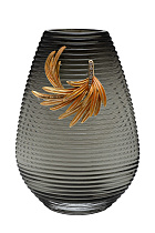 Ваза стеклянная серая с золотой веточкой 1 (превью)