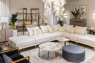 Пуф круглый Murano жаккард синий