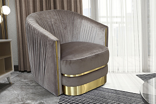 Кресло велюровое серо-коричневое
