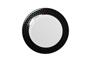 Тарелка закусочная "Пчёлки (Honeycomb)" черно-золотая деколь 19,5 см