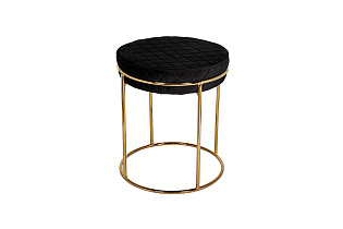 Пуф велюровый круглый черный/золото 1 (превью)