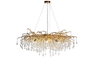 Люстра подвесная "Капли" круглая золото