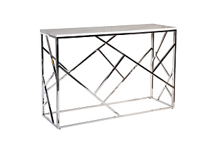 Консоль искусственный белый мрамор/хром