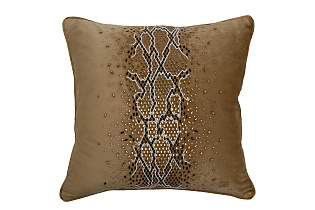 Подушка декоративная со стразами "Питон" золотая