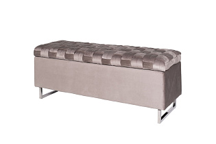Банкетка с ящиком велюровая серо-бежевая 2 (превью)