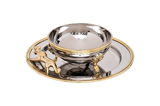 Чаша декоративная с подносом «Леопард» хром 1 (превью)