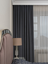 Портьера Шелк (Silky) 275х260см димаут серая